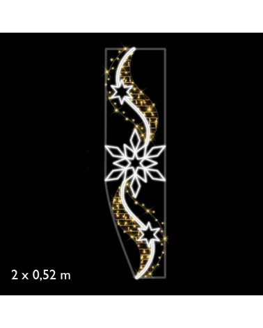 Figura luminosa para calles y farolas de 200cm con 2 estrellas, estela en S y estrella central luz fría