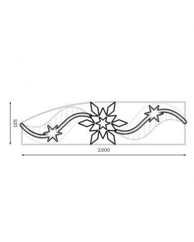 Christmas lights figure for streets and lampposts of 200 cm with 2 stars, S-shaped stele and central star cold light