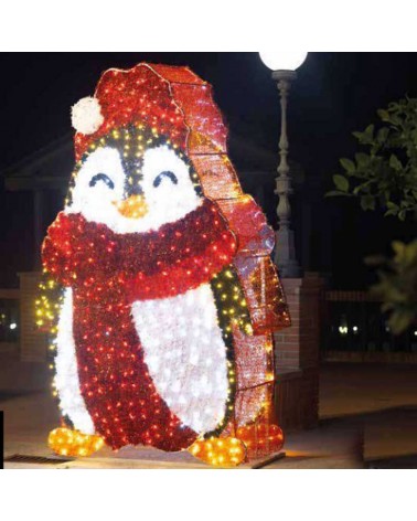Pingüino 3D LED flashing y tapiz colores 2,75x1,72 metros baja tensión 24V 144W IP65