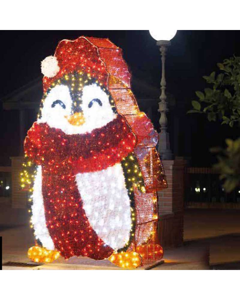 Pingüino 3D LED flashing y tapiz colores 2,75x1,72 metros baja tensión 24V 144W IP65
