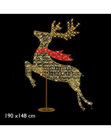 Figura Navideña Reno ciervo LED 3D saltando IP65 baja tensión 24V
