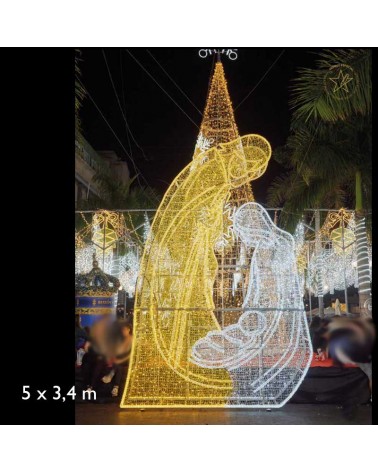 3D LED Christmas Nativity Scene with 3 Giant Figures