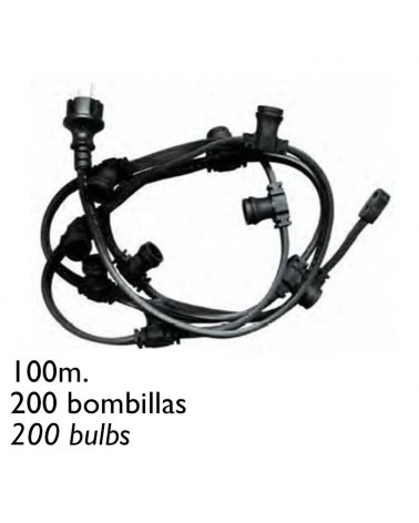 Guirnalda profesional 100 metros con 200 portalámparas E27 apta para exteriores IP44