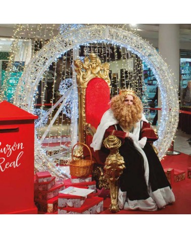 Fiberglass golden royal throne with red fabric for outdoor use in