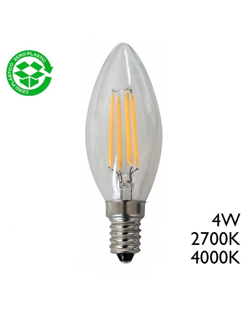 LED candle bulb filament 4W E14 2700K 4000K 440Lm.