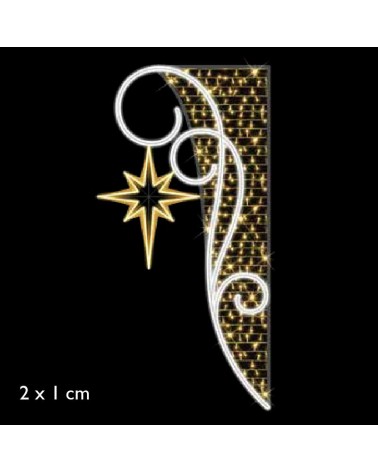 Figura luminosa para calles y farolas de 200cm líneas curvas con estrella, luz intermitente cálida y luces frias