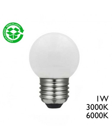 Bombilla Esférica 45mm luz blanca 3000K 6000K LED 1W E27
