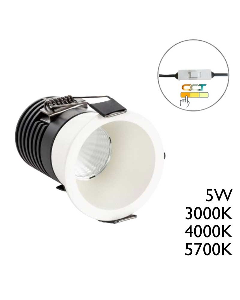 LED Downlight 5W COB CCT 3000/4000/5700ºK White