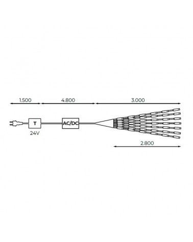 Cola de 2240 LEDs IP44 40 tiras 280cms 24V luz cálida