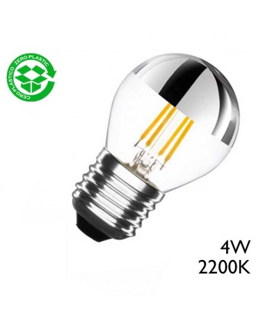 LED small round bulb 45 mm. Gold Mirror Dome LED filaments E27 4W 2200K 300Lm.