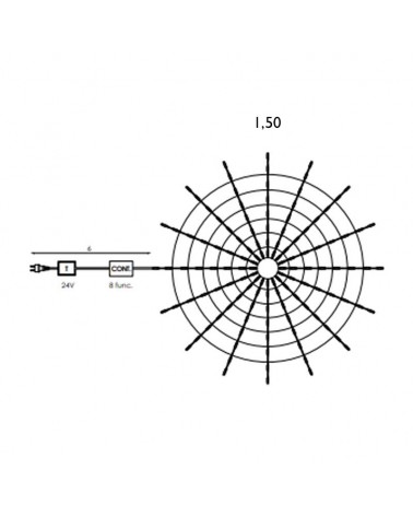 Spider Web LED Network, 150cm diameter, 24V, for indoor or outdoor use with included controller, IP44