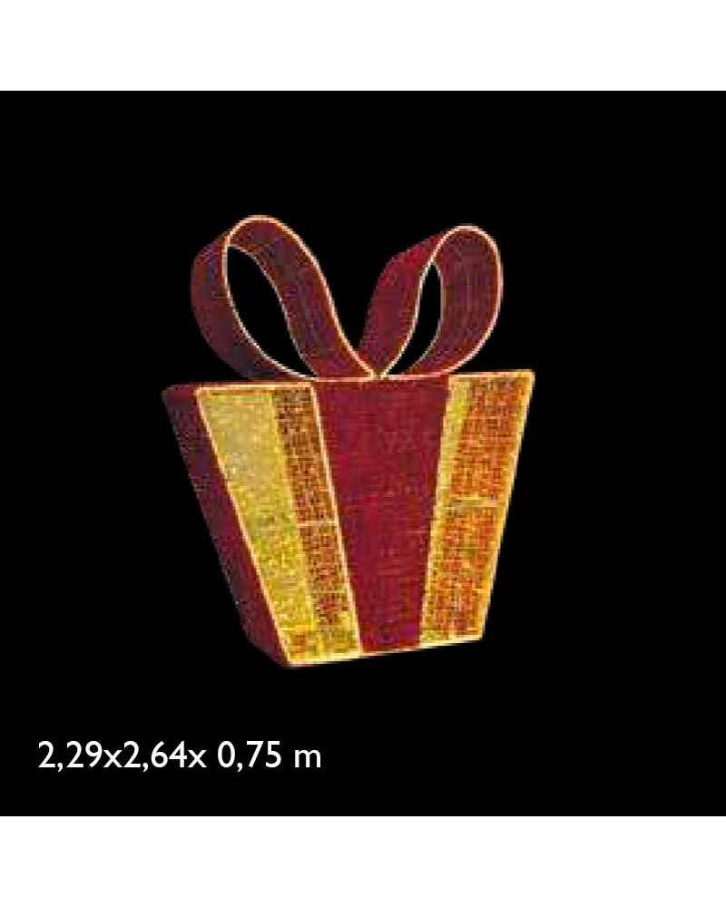 Christmas figure with warm light, white and red gifts in a tower, 6.64 meters, with tapestry suitable for outdoor use, 24V