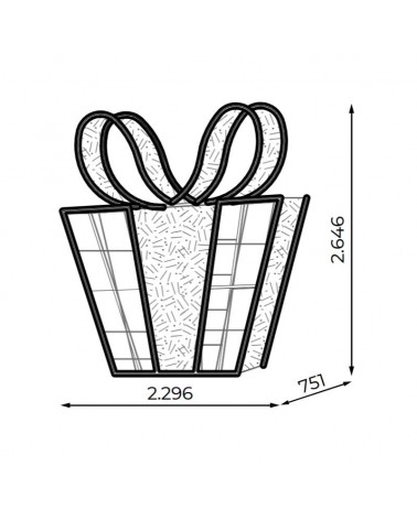 Figura Navideña regalo luz cálida, blanco y rojo 2,64 metros con tapiz apto para exterior IP65 24V