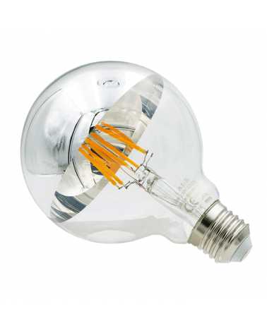 Bombilla Globo 95 mm. Cúpula Espejo filamentos LED Regulable E27 6W 2700K 595Lm.