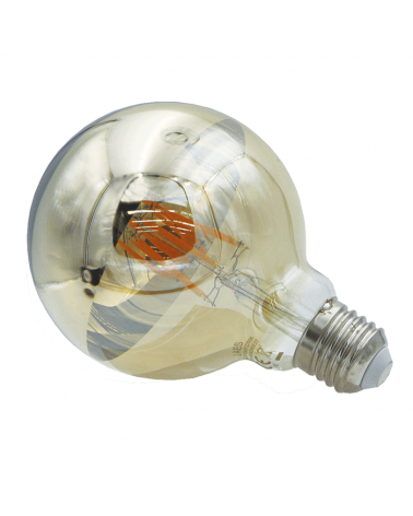 Bombilla Globo 95 mm. Cúpula Espejo Dorado LED Regulable E27 6W 2200K 500Lm.