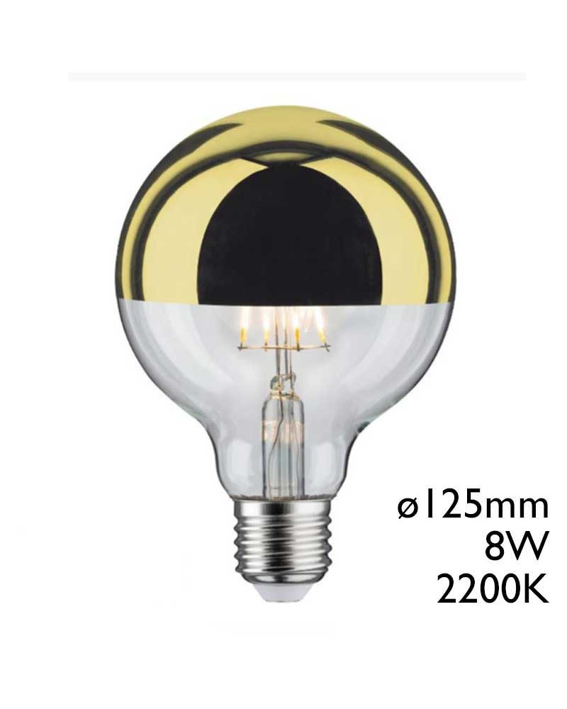 Globe Bulb 125 mm Golden Mirror Dome LED filaments E27 8W 2200K