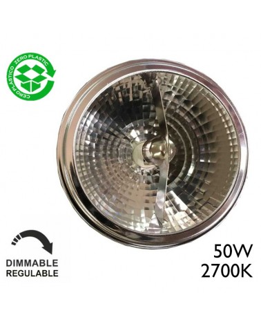 Lámpara halógena AR111 plateado 50W 12V G53 regulable