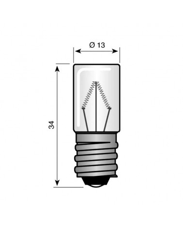 220V 5W E12 incandescent tubular lamp 34mm