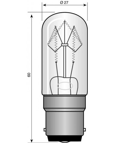 Lámpara tubular de navegación 15W 220/240V BA22D