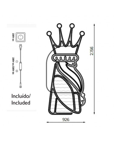 Figura Navideña Rey Mago Melchor 0,92x2,16 metros apto para exteriores