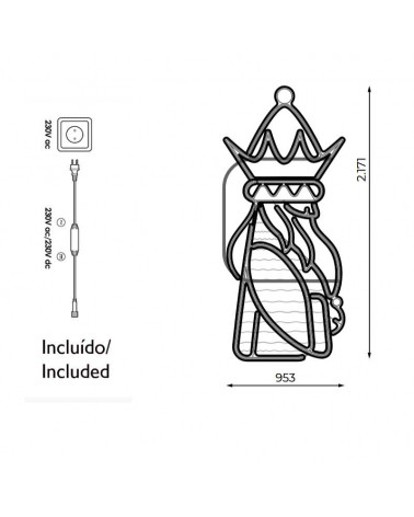 LED Christmas GASPAR Magician King figure 0,95x2,17 meters suitable for outdoor