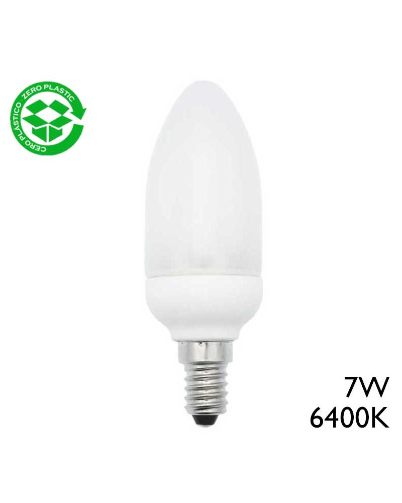 Bombilla bajo consumo vela 7W E14 6400K