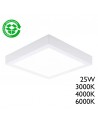 Downlight superficie plafón cuadrado LED 25W CCT 30x30cms blanco 3000ºK 4000ºK 6000ºK