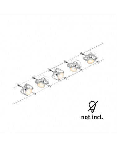 Sistema de cable marco cuadrado nickel mate 5 focos máx. 10W GU5.3 DC