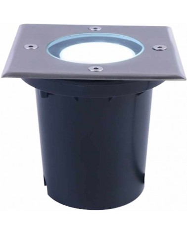 Square ground recessed 110mm GU10 IP67 aluminium steel and glass