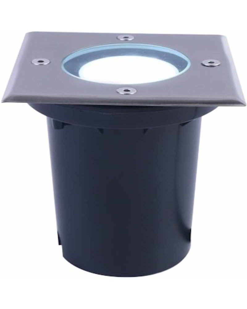 Square ground recessed 110mm GU10 IP67 aluminium steel and glass