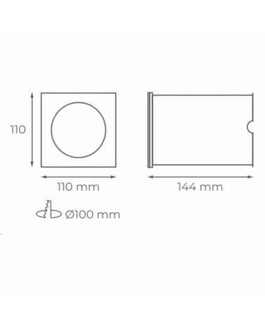 Square ground recessed 110mm GU10 IP67 aluminium steel and glass