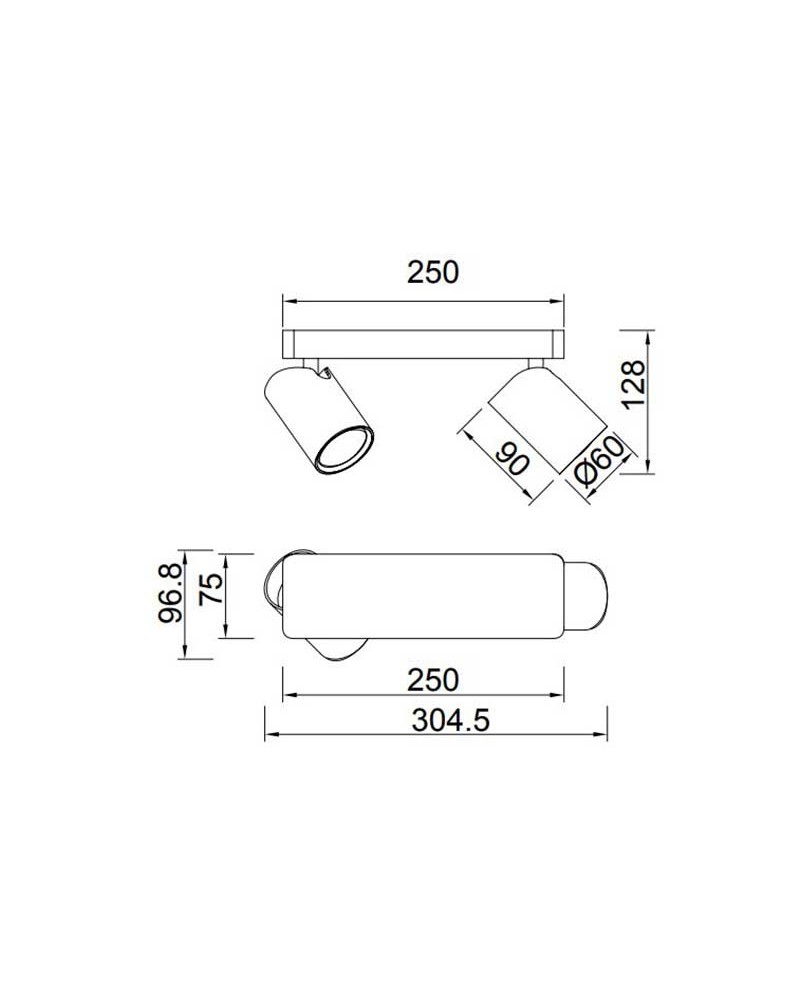 Lamp 25cm aluminum with black or white finish GU10