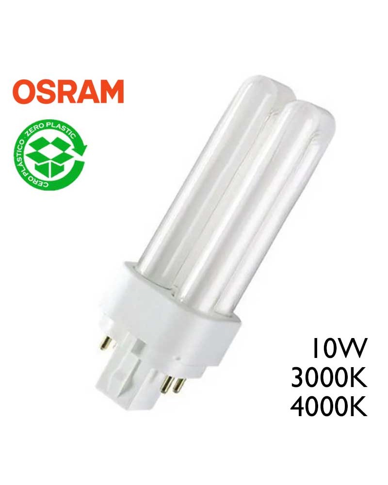 DULUX D/E COMPACT PL-C bulb 10W/830 OSR10W 4 PIN G24q 3000ºK 4000Kº OSRAM