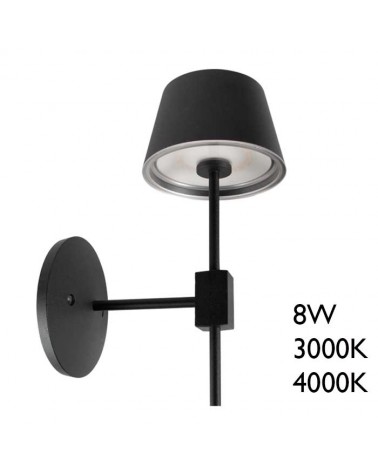 Aplique de exterior 8W pantalla negra 746lm 838lm 3000K 4000K