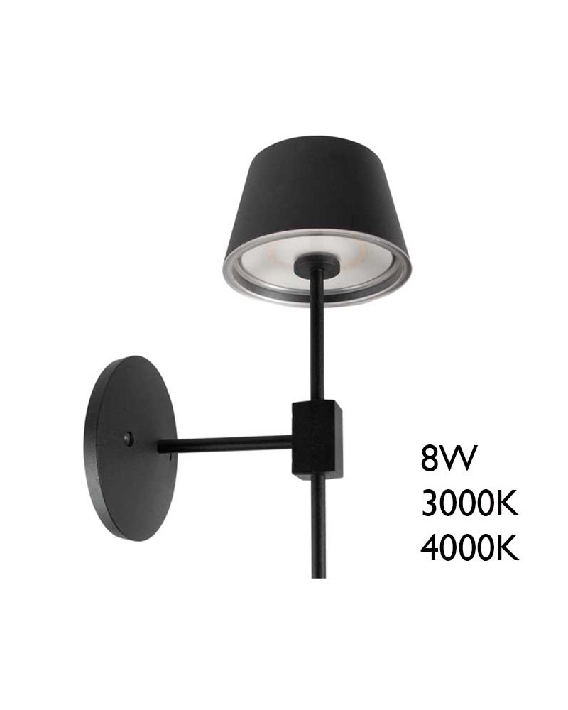 Aplique de exterior 8W pantalla negra 746lm 838lm 3000K 4000K