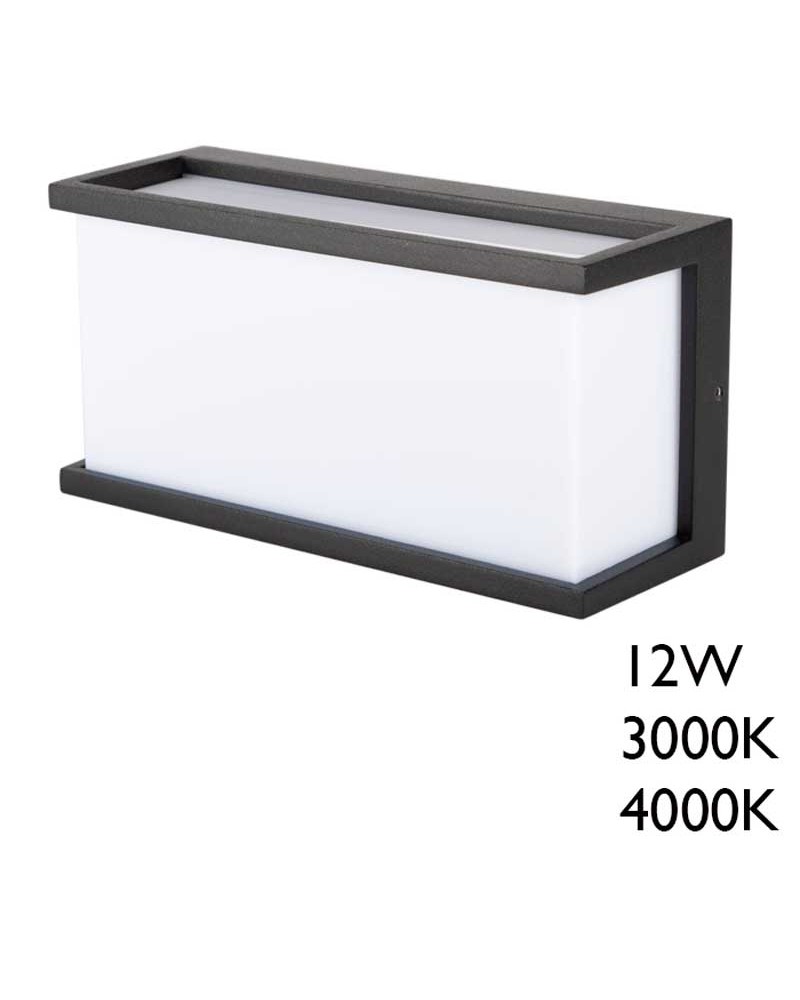 Dark grey rectangular outdoor wall light 22cm aluminum LED 12W 3000K 4000K