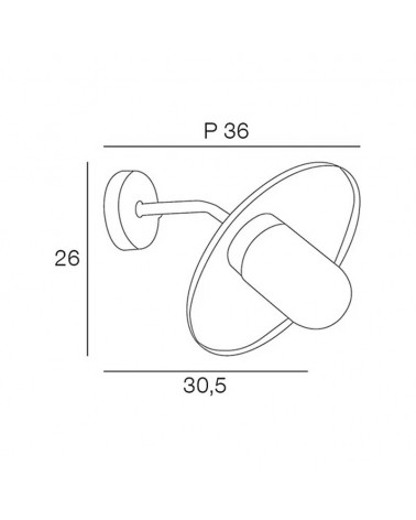 Medidas de aplique exterior IP54 en acero negro con casquillo E27