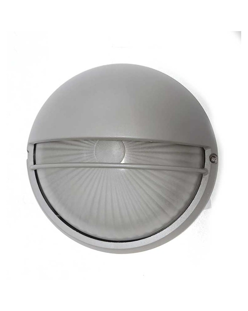 Aplique de exterior redondo de aluminio y cristal E27 90W IP54 semiesfera cubierta