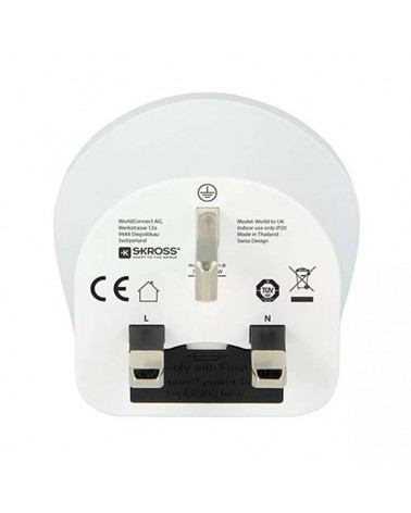 Plug adapter for Europe, Switzerland, Italy, Brazil, USA, Japan, Australia, China - English, white