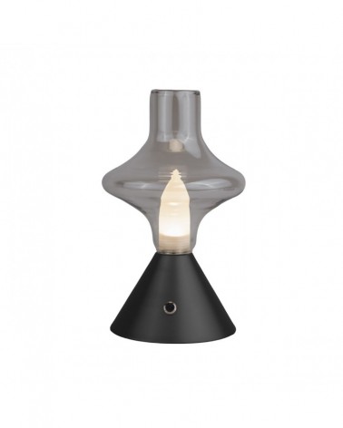 Lámpara de sobremesa LED 2W con batería recargable, tres niveles de luz y acabado negro