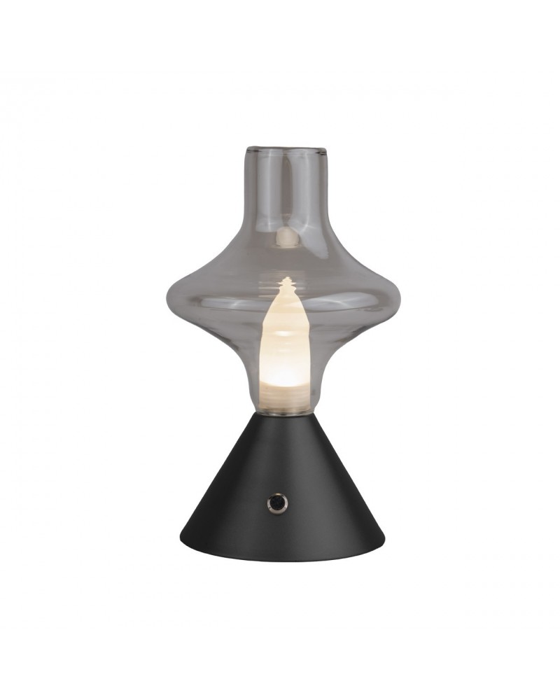 Lámpara de sobremesa LED 2W con batería recargable, tres niveles de luz y acabado negro