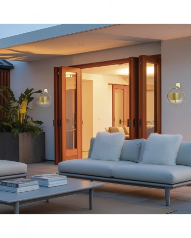 Lámpara solar de pared para exterior IP44 LED 5W regulable 3000-4000-6500K metal oro mate