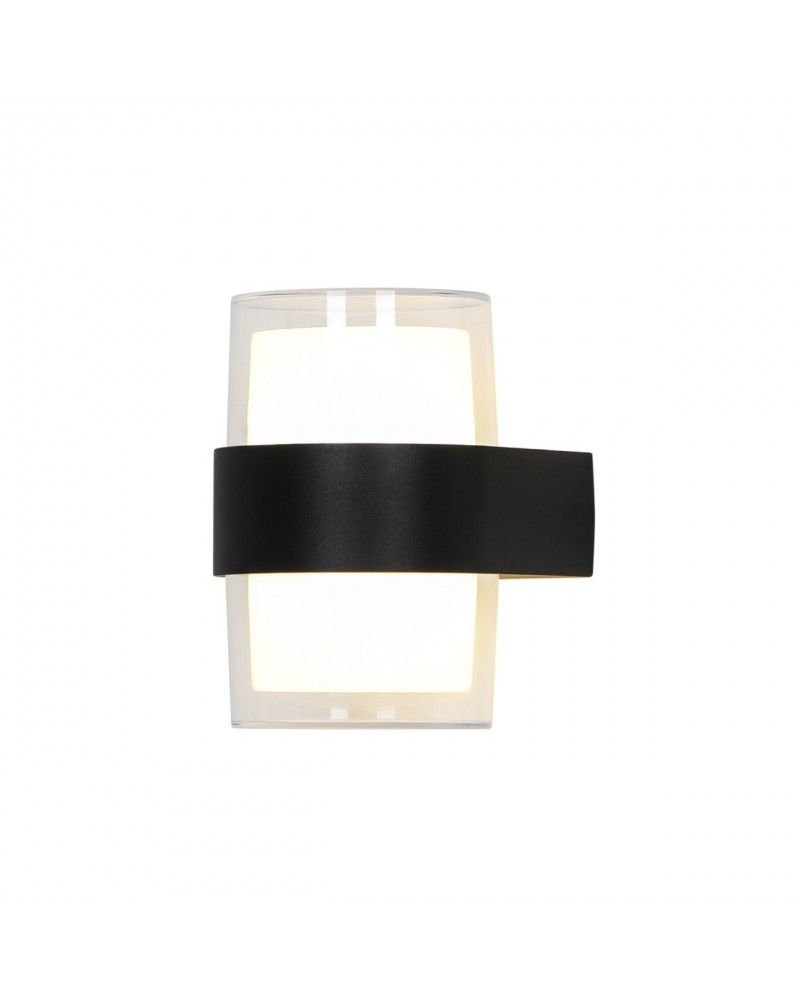 IP54 LED 6W 3000K outdoor wall light with elegant design in black metal and glass