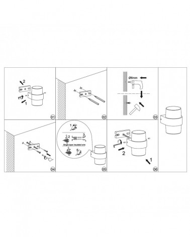 IP54 LED 6W 3000K outdoor wall light with elegant design in black metal and glass