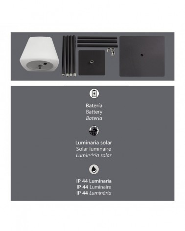 Lámpara solar regulable en altura IP44 LED 5W 3000-4000-6500K en metal blanco y negro