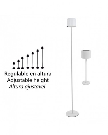 Lámpara solar de pie exterior o de mesa IP44 LED 5W regulable en altura 3000-4000-6500K en metal blanco
