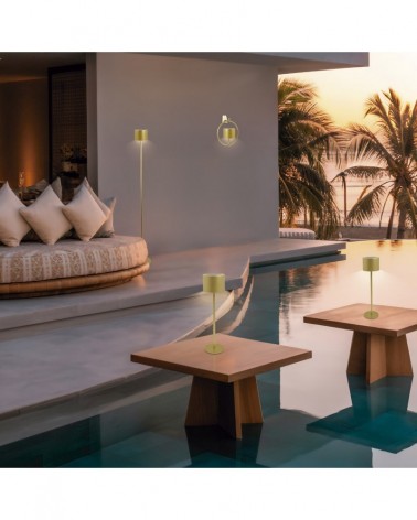 Solar outdoor floor or table lamp IP44 LED 5W height adjustable 3000-4000-6500K in matte gold metal