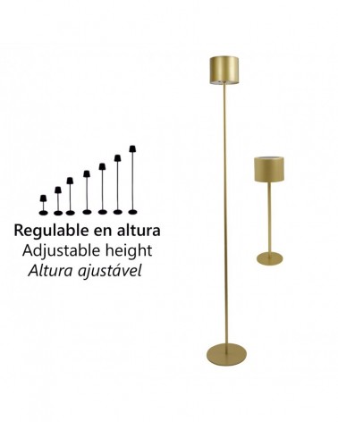 Solar outdoor floor or table lamp IP44 LED 5W height adjustable 3000-4000-6500K in matte gold metal