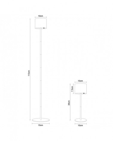 Lámpara solar de pie exterior o de mesa IP44 LED 5W regulable en altura 3000-4000-6500K en metal oro mate