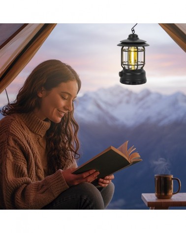 Lámpara de sobremesa y colgante IP54 LED 2W con batería recargable y regulador de intensidad color negro